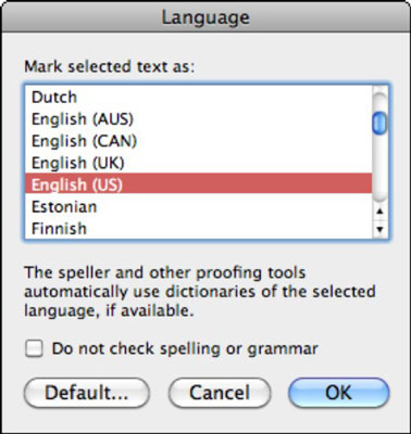 word for mac 2011 english dictionary